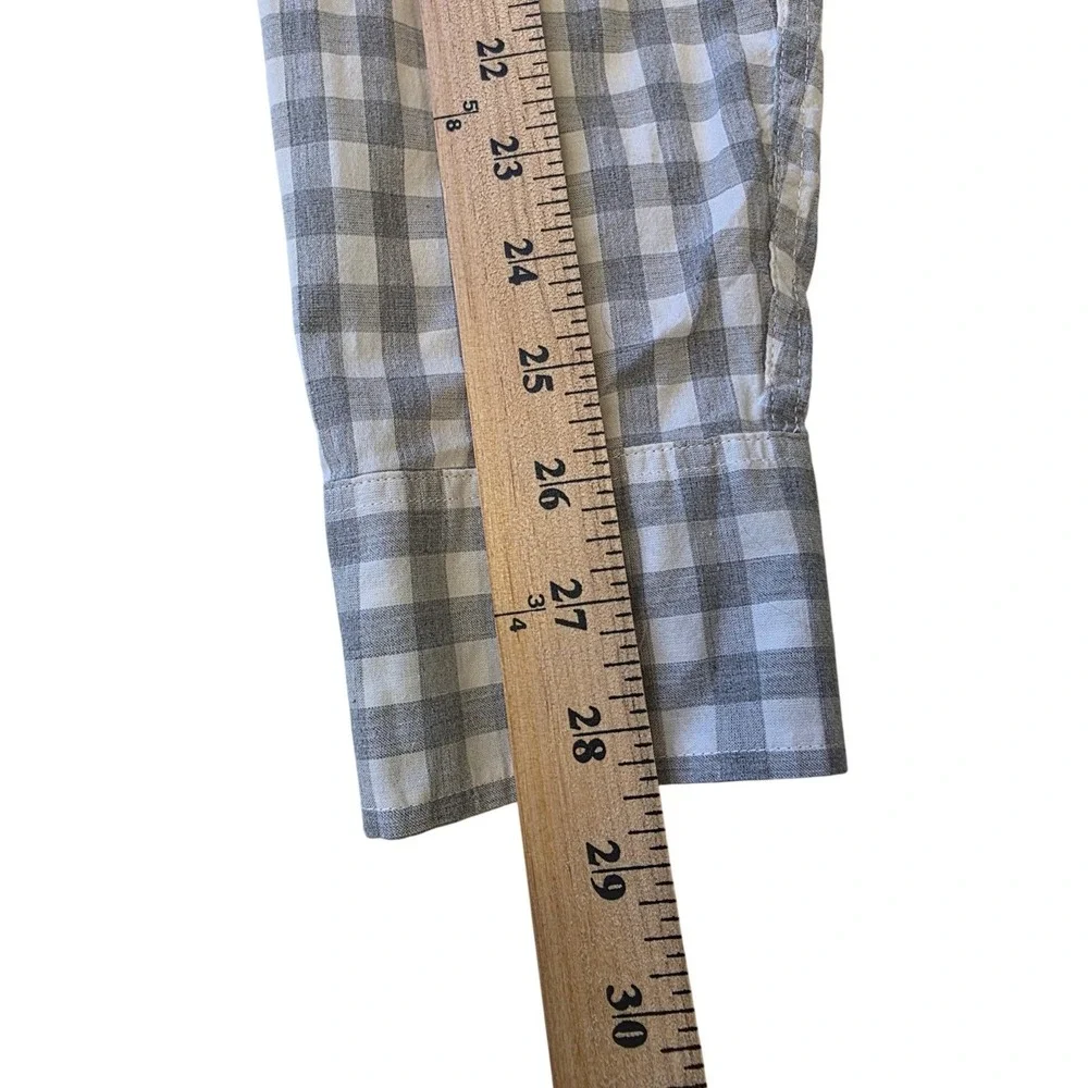 J.Crew Secret Wash Shirt Mens Medium Grey Gingham Organic Cotton Stretch Classic